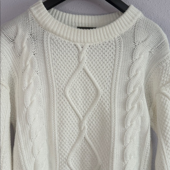 Quince Women White Cable 100% Organic Cotton Cropped Sweater Size S - Picture 4 of 10